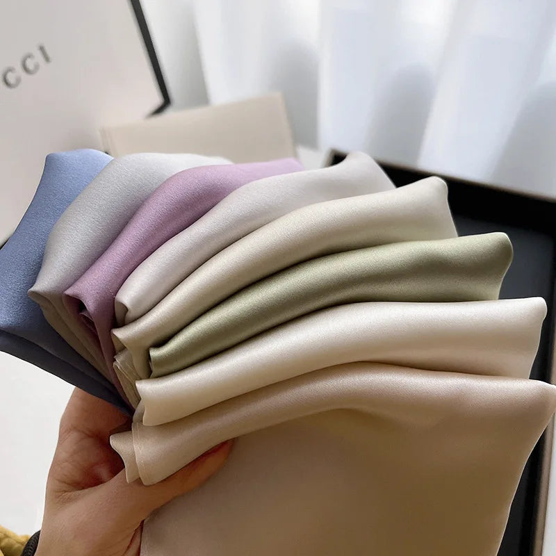 Mode 100% Echt Seide Schal Frauen Tücher Wraps für Damen Halstuch Foulard Schals Pashmina Weibliche Schal Hijab Bandana 2023