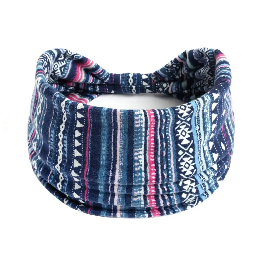 Fashion Boho Ethnic Style Headbands Vintage Knot Elastic Turban Headwrap For Women Girls Hair Band Soft Bandana Hair Accessories