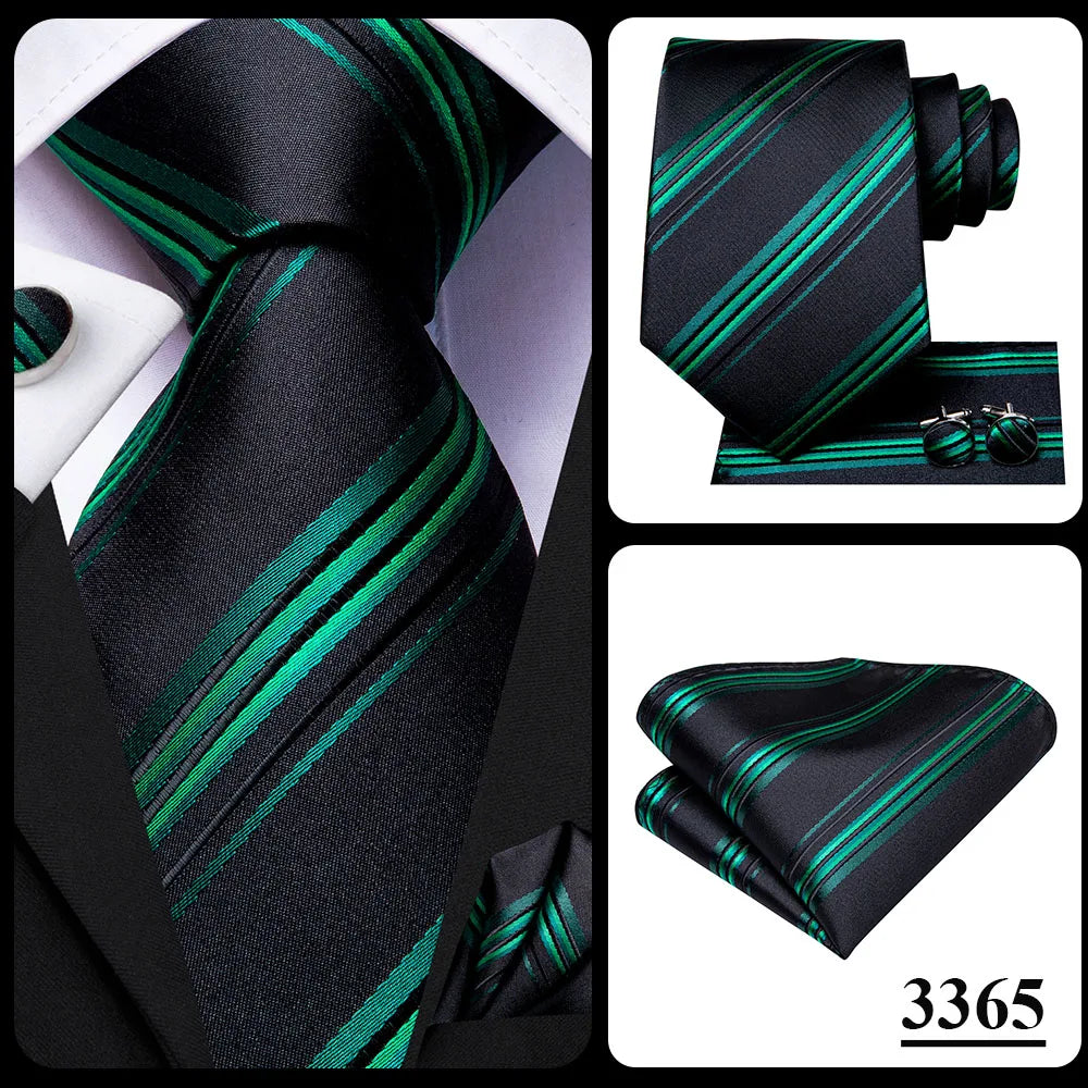 Corbata de boda de seda a rayas negras y rojas para hombre, gemelos de regalo, corbata de moda para negocios y fiestas, envío directo, diseño Hi-Tie