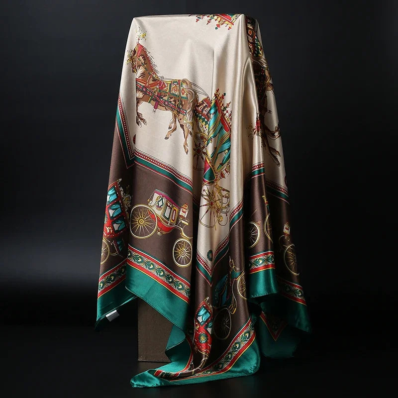 Foulard hijab tendance pour femmes, châles carrés en satin de soie, foulards pour cheveux, 90 x 90 cm, bandana pour la tête et le cou