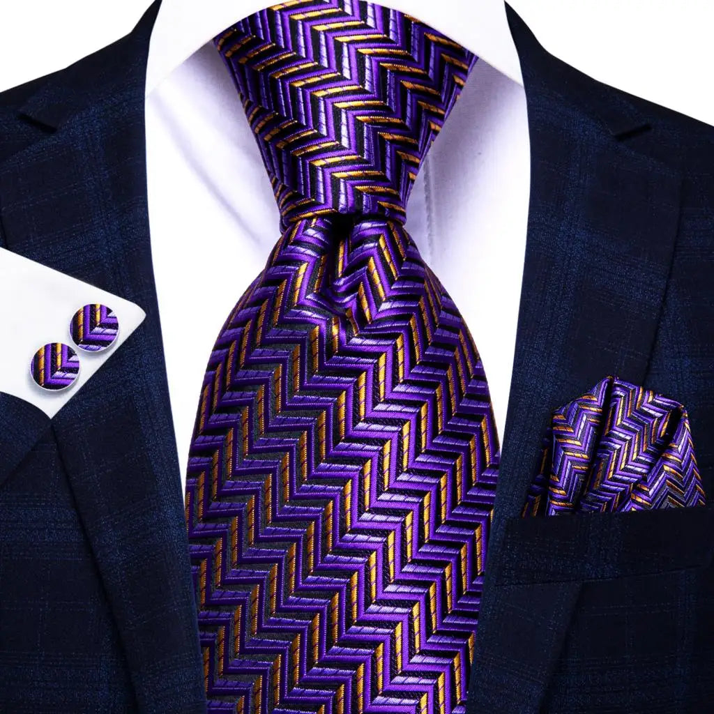 Corbata de boda de seda a rayas negras y rojas para hombre, gemelos de regalo, corbata de moda para negocios y fiestas, envío directo, diseño Hi-Tie