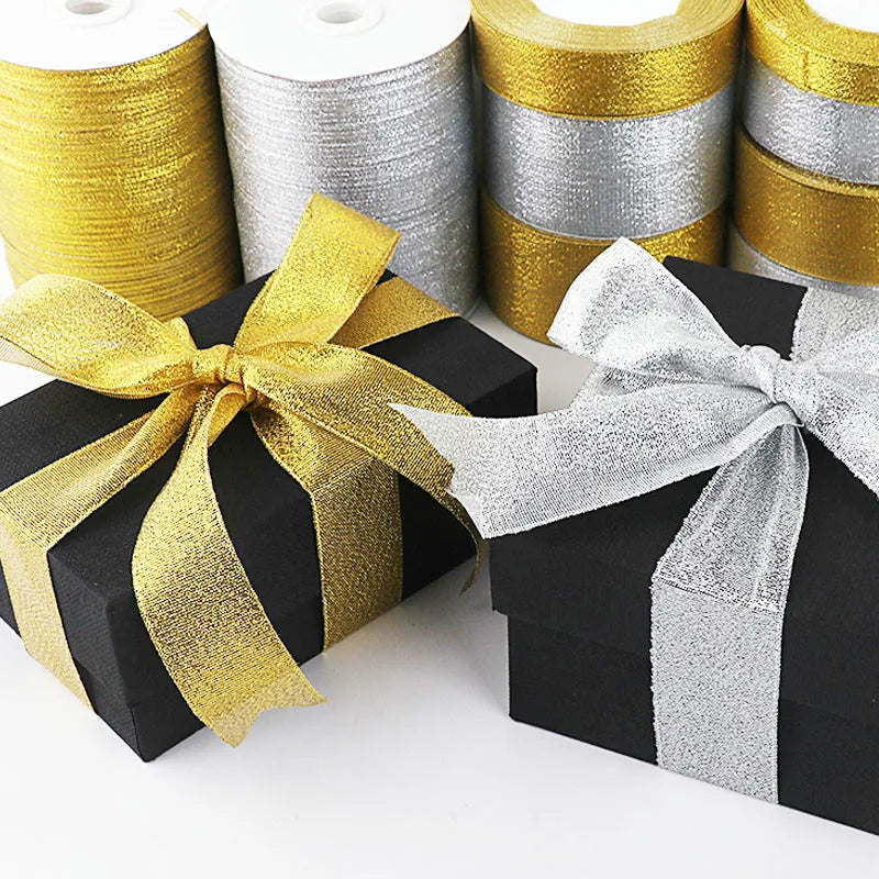 22 Meter Rolle Gold Silber Glitter Satinband Handwerk Hochzeit Dekorative DIY Organza Zwiebeln Bänder Bogen Weihnachtsgeschenk liefert