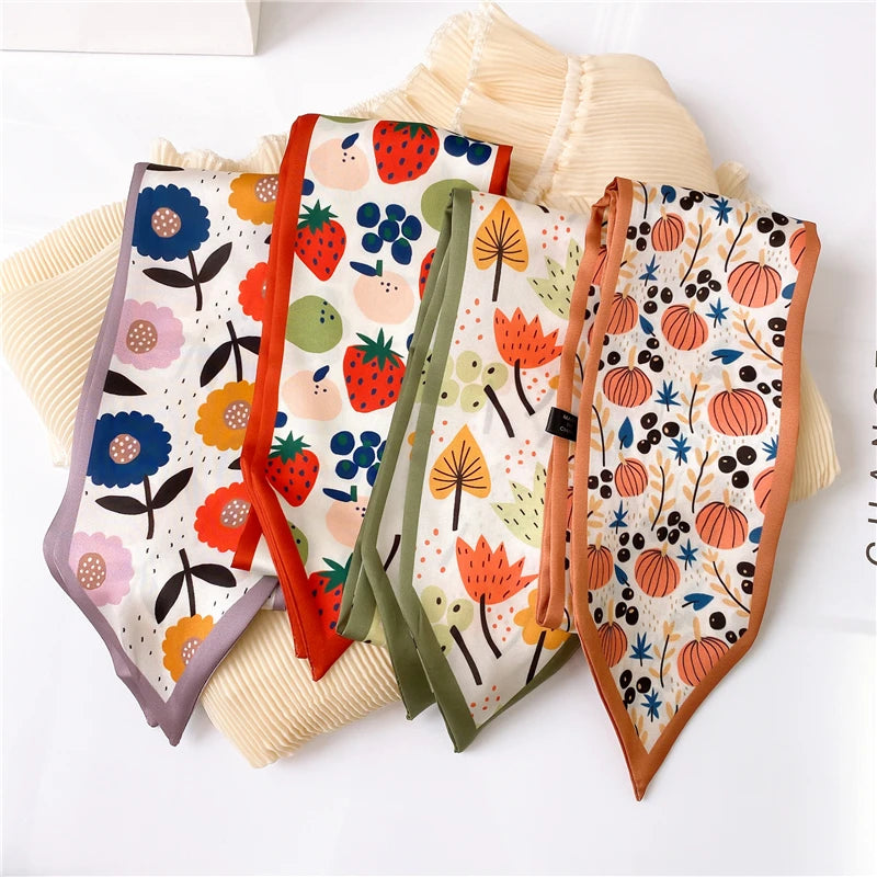 Foulard en soie imprimé pour femme, accessoire de luxe pour cheveux fins, idéal pour le cou, les sacs, les cravates, les rubans, les bandeaux, nouveauté été 2022