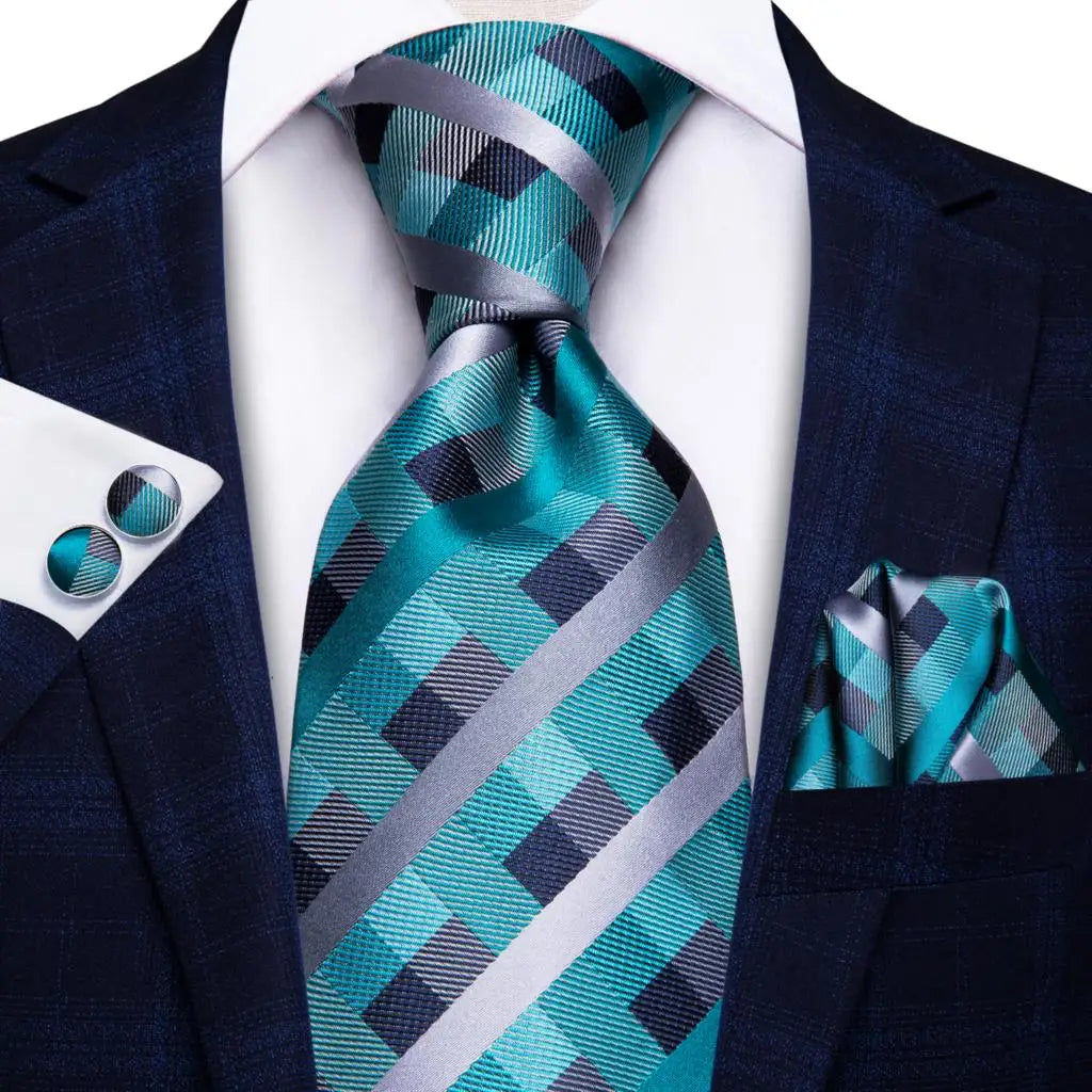 Cravate de mariage en soie à carreaux gris Hi-Tie pour homme, accessoire tendance, idéal pour les affaires et les fêtes, livraison directe