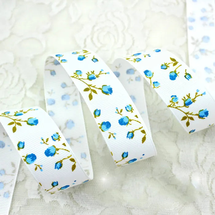 Rubans gros-grain imprimés fleurs de 25 mm, 2 mètres/lot, pour bricolage, fait main, serre-tête, pince à cheveux, nœud papillon, accessoires pour boîte cadeau
