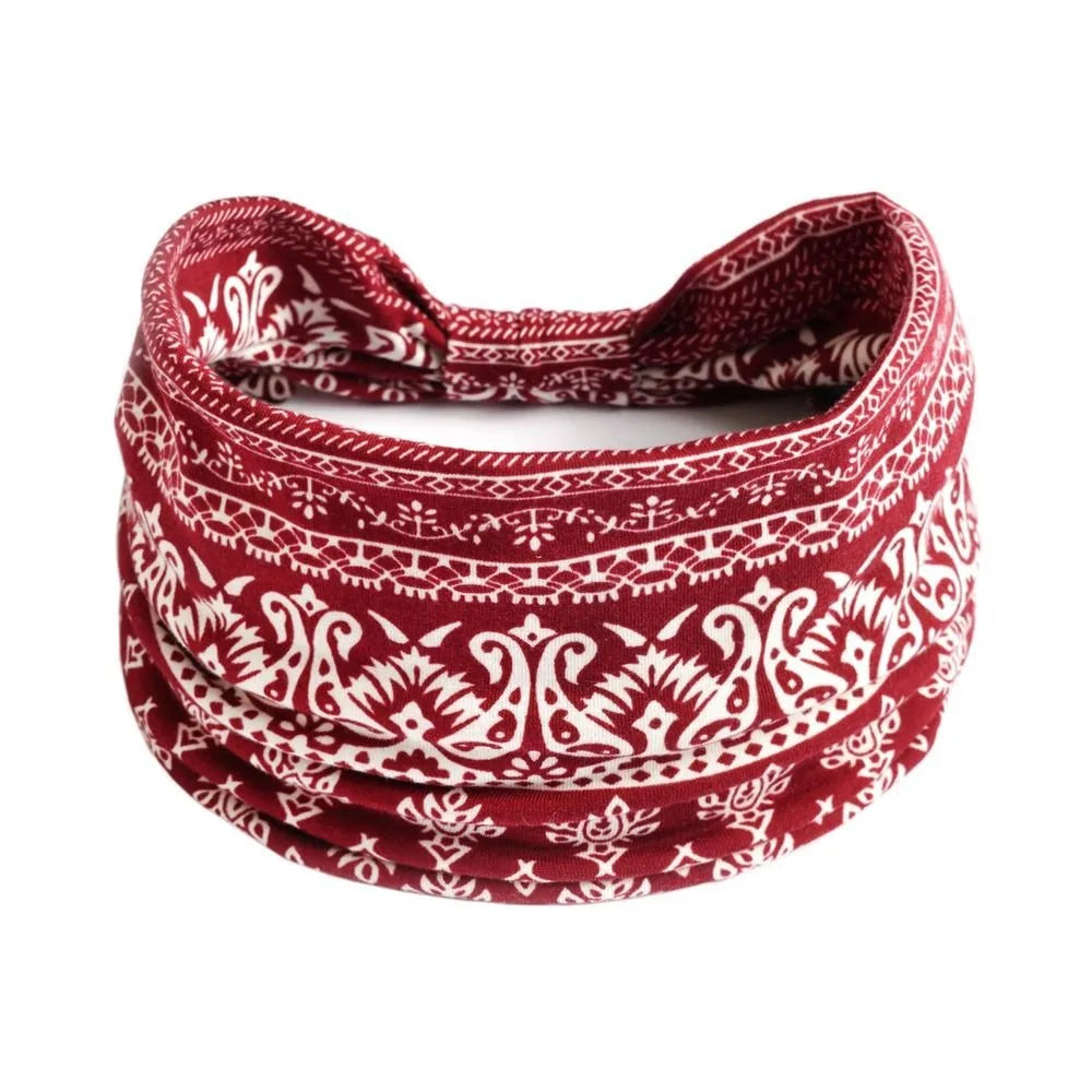 Fashion Boho Ethnic Style Headbands Vintage Knot Elastic Turban Headwrap For Women Girls Hair Band Soft Bandana Hair Accessories