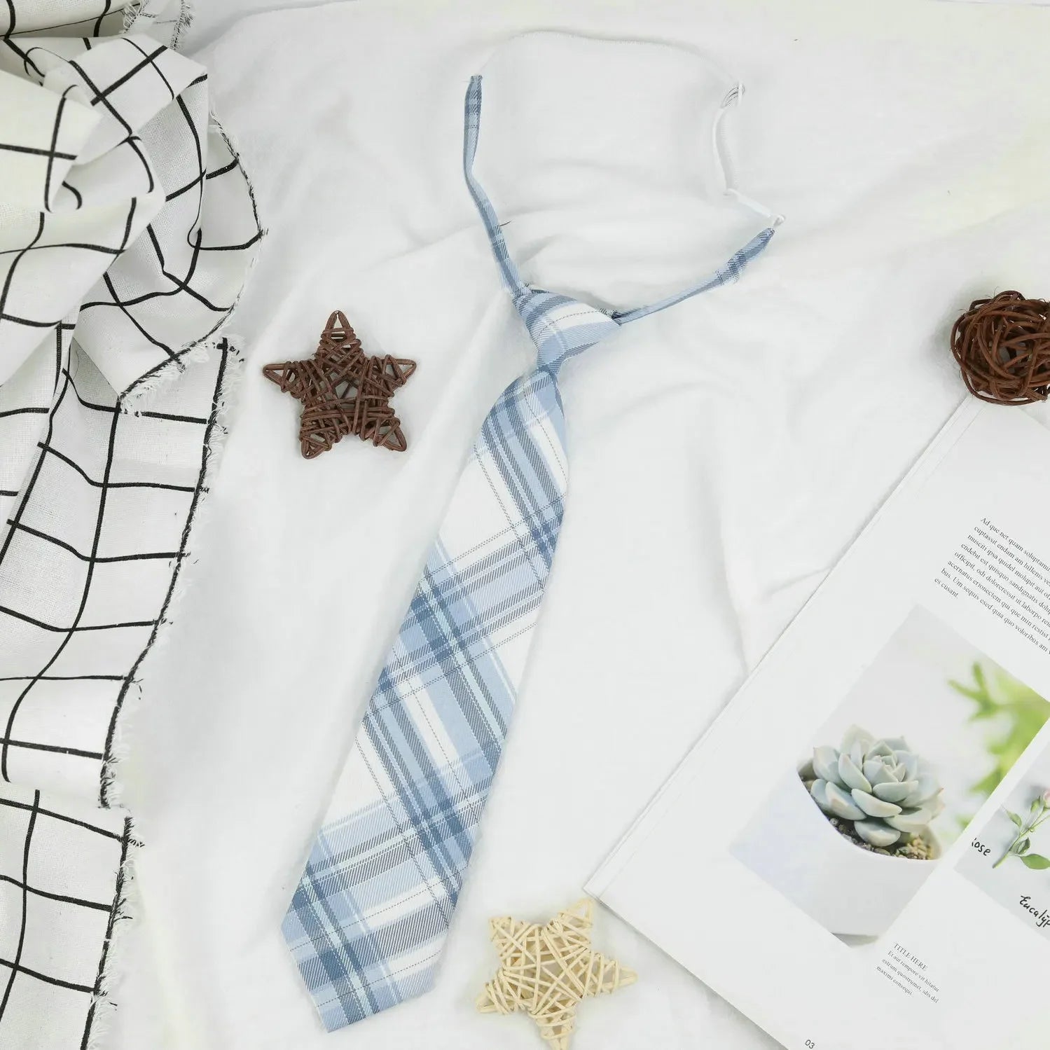 Fashion галстук женский Shirt Necktie Women College Style JK Plaid Uniform Detachable Collars Removable Ties Apparel Accessories