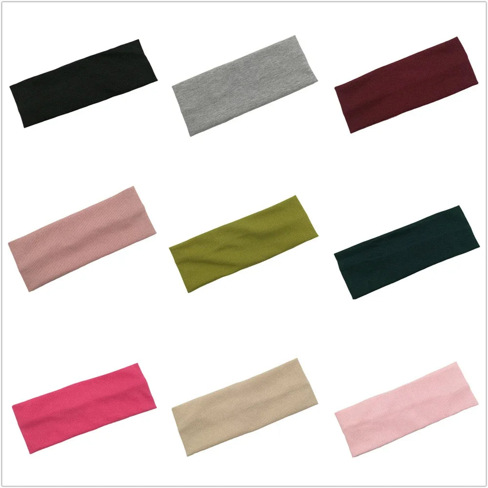 New Solid Knitted Headband for Women Girls Autumn Winter Sport Yoga Sweat Uptake Headwear Elastic Hairbands Hair Accessories
