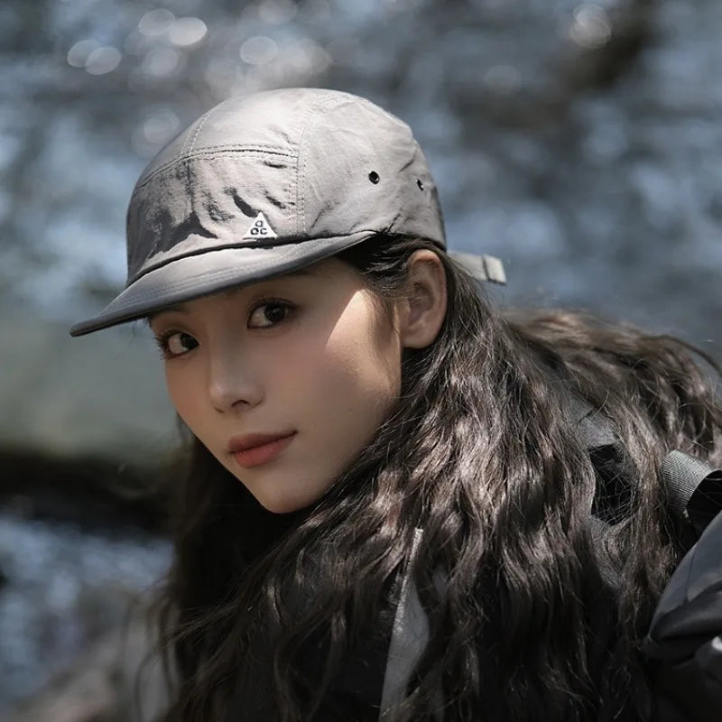 Japanese Retro Short Brim 5-panel Baseball Caps Women Spring and Summer Sun Protection Versatile Casual Soft Top Men's Hats
