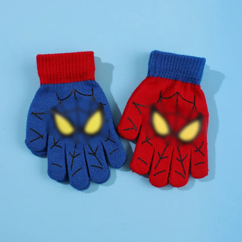 Gants chauds Marvel Spiderman pour enfants de 5 à 10 ans, motif dessin animé, tricotés, décoration mignonne, cadeaux de Noël, hiver 2022
