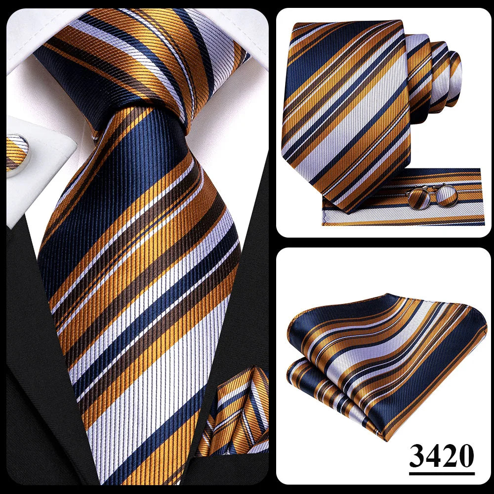 Corbata de boda de seda a rayas negras y rojas para hombre, gemelos de regalo, corbata de moda para negocios y fiestas, envío directo, diseño Hi-Tie