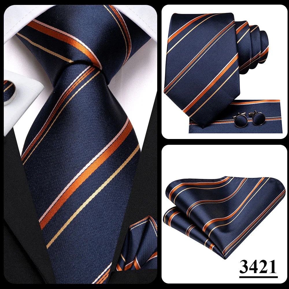 Corbata de boda de seda a rayas negras y rojas para hombre, gemelos de regalo, corbata de moda para negocios y fiestas, envío directo, diseño Hi-Tie