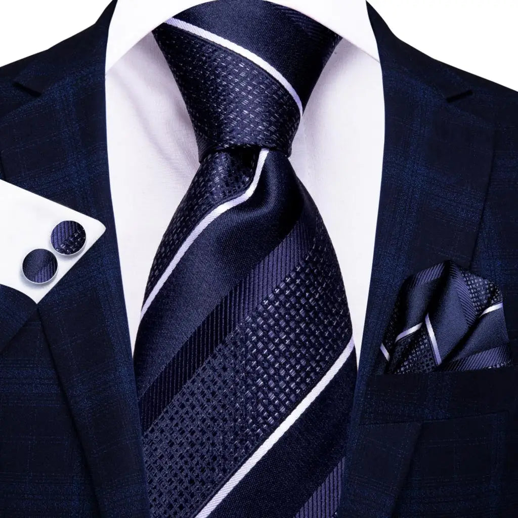 Corbata de boda de seda a rayas negras y rojas para hombre, gemelos de regalo, corbata de moda para negocios y fiestas, envío directo, diseño Hi-Tie