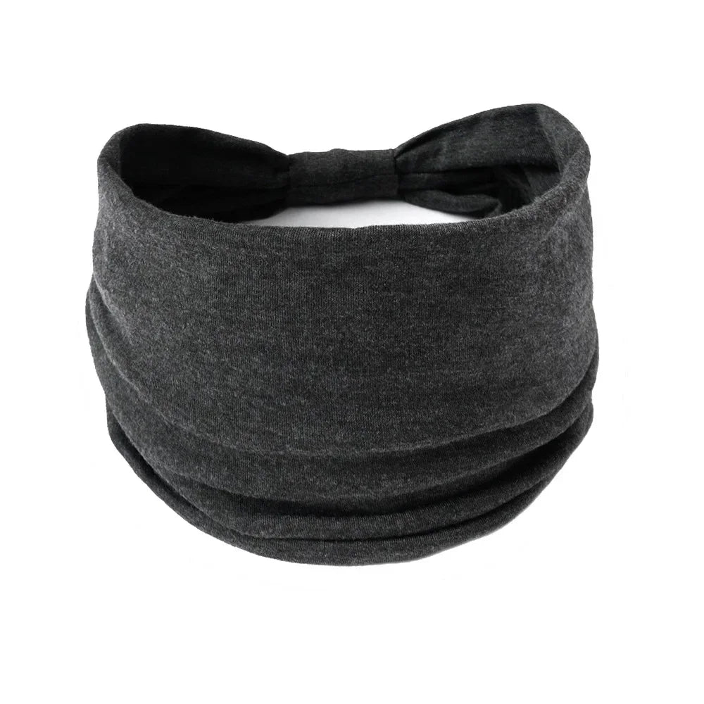 Headwrap Solid Color Knot Wide Headbands for Women Soft Cotton Sports Elastic Hair Bands Accessories Yoga Bandana Bandage