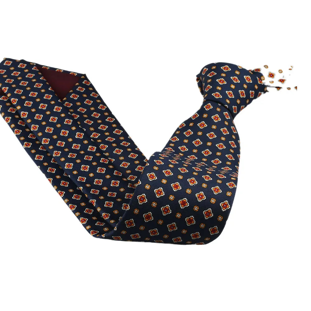 Corbata de estilo coreano de 8 cm para hombre, estilo retro, para negocios, universidad, con estampado floral de seda sintética para novio.