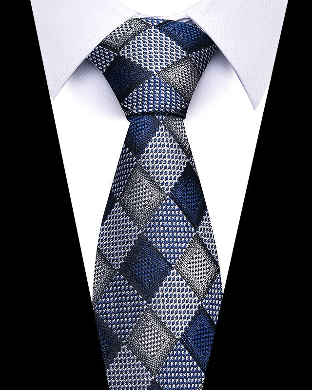 Cravates de mariage de haute qualité pour hommes, style tendance, imprimé à rayures bleues, accessoires de vêtements de bureau quotidiens, cadeau pour homme