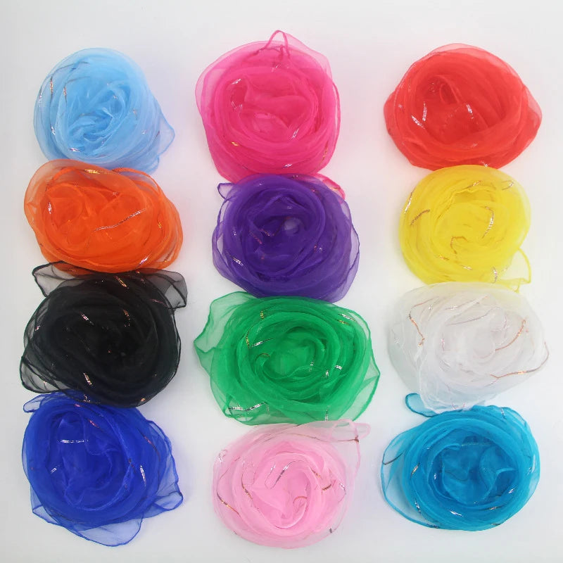 Lovely Bright Silk Scarves Mulit Colours Plain Square Chiffon Neck Scarf Dancing Head Halloween Costume Party Dress Up Gauze