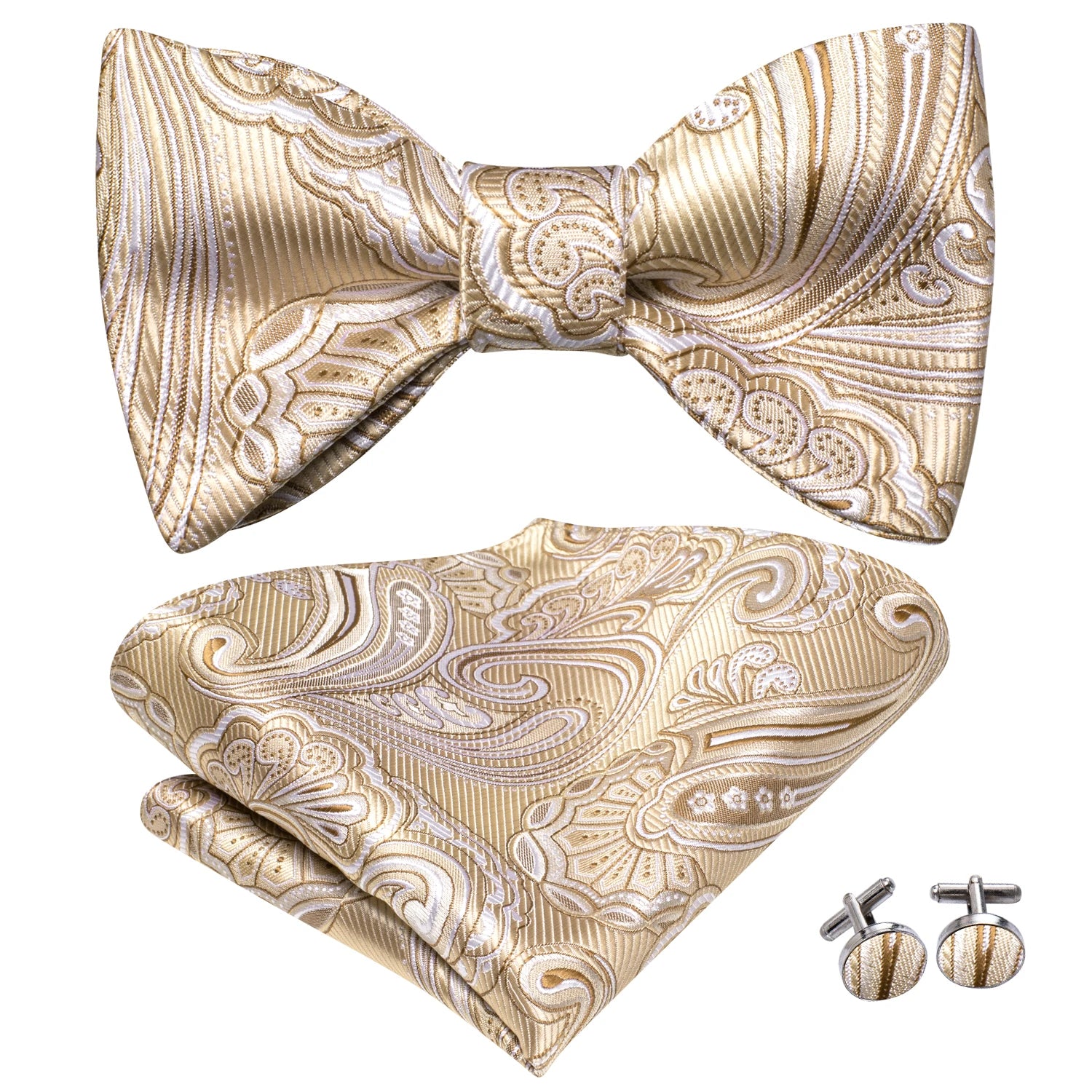 Dropshipping Jacquard Silk Mens Self Bow Tie Hanky Cufflinks Set Male Butterfly Knot Bowtie Wholesale for Male Wedding Business