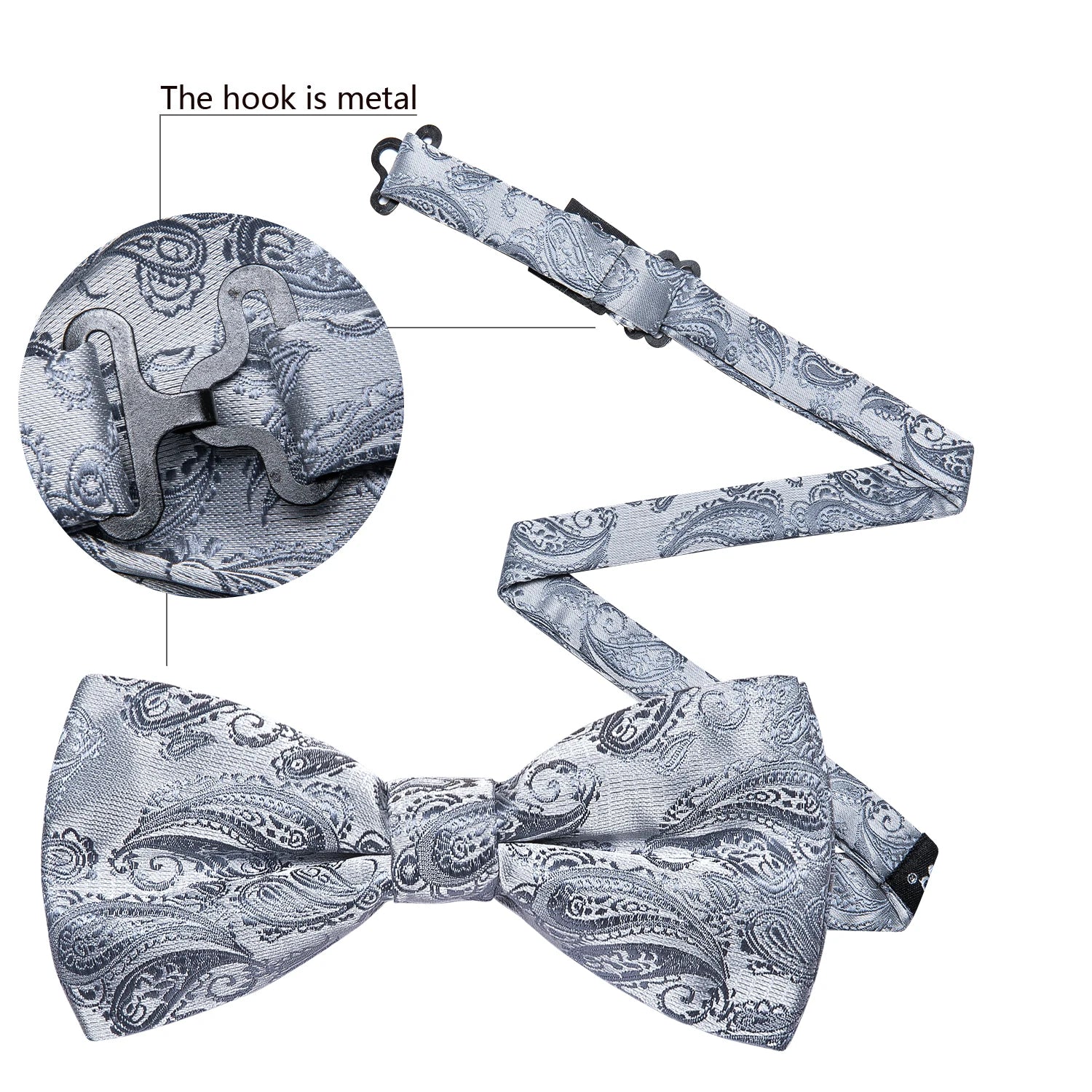 Barry.Wang Silk Mens Bow Tie White Green Pink Purple Jacquard Paisley Floral Pre-Tied Bowtie Hanky Cuffs Set Wedding Business