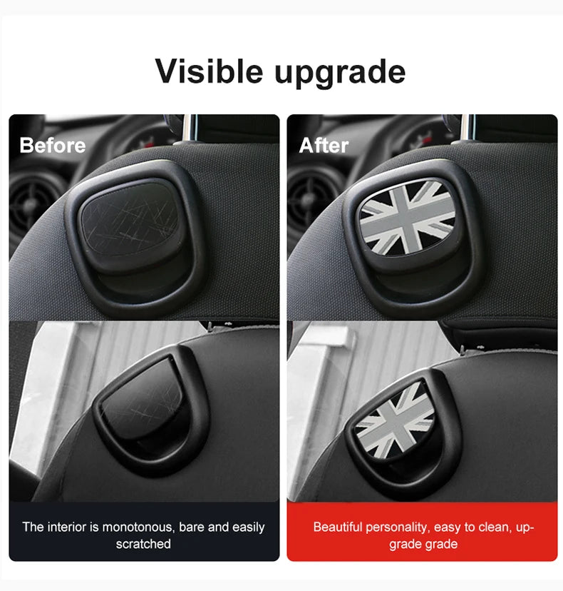 Leather Car Rear Seat Back Handle Decal Cover Protective Sticker For Mini Cooper R56 R55 F56 F57 Interior Decorative Accessories