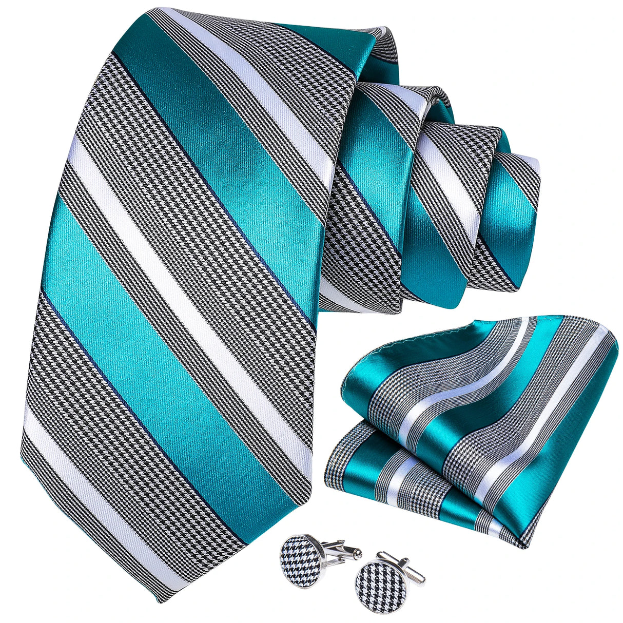 DiBanGu Designer Mens Necktie Striped Floral Paisley Silk Tie Pocket Square Cufflinks Neck Tie Ring Set Suit Wedding Business
