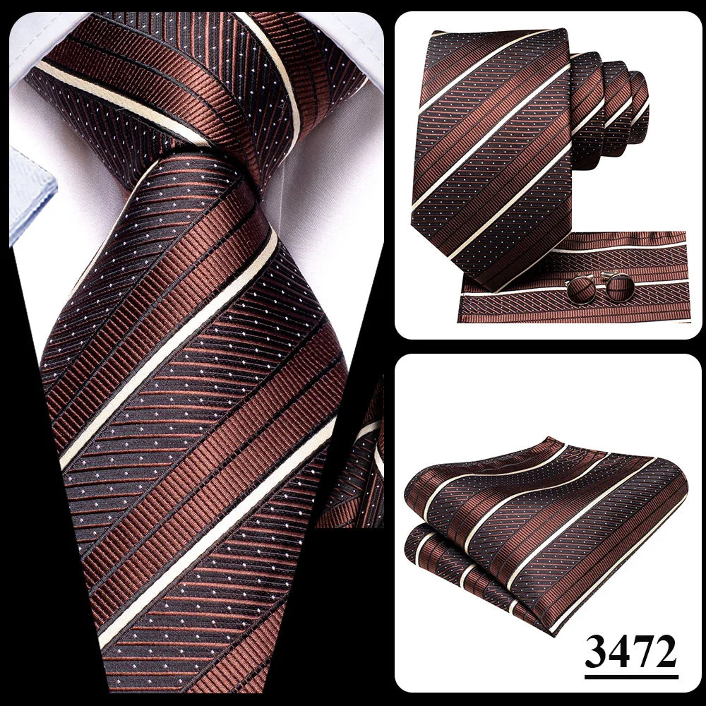 Corbata de boda de seda a rayas negras y rojas para hombre, gemelos de regalo, corbata de moda para negocios y fiestas, envío directo, diseño Hi-Tie