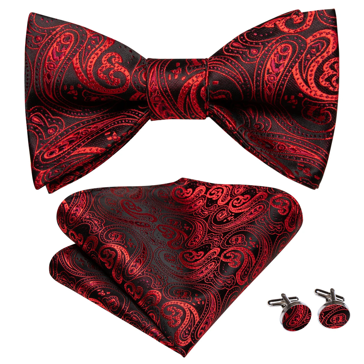 Dropshipping Jacquard Silk Mens Self Bow Tie Hanky Cufflinks Set Male Butterfly Knot Bowtie Wholesale for Male Wedding Business