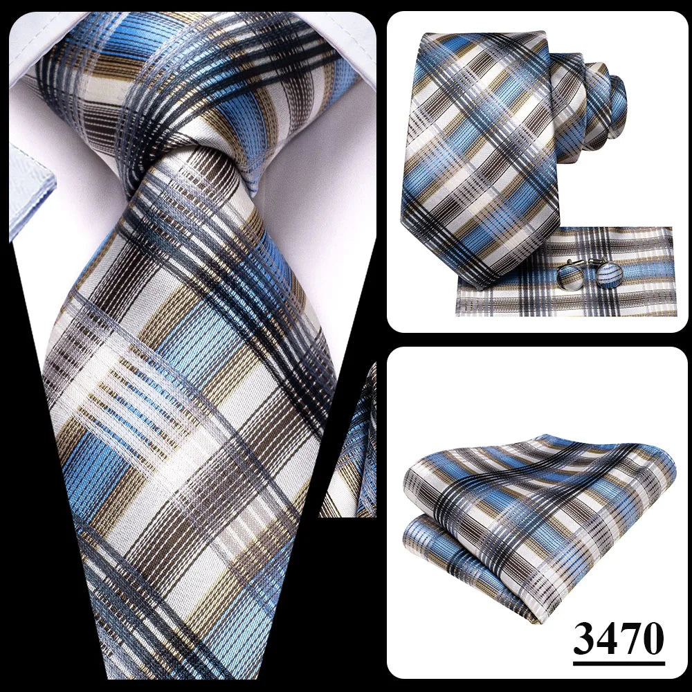 Cravate de mariage en soie à carreaux gris Hi-Tie pour homme, accessoire tendance, idéal pour les affaires et les fêtes, livraison directe