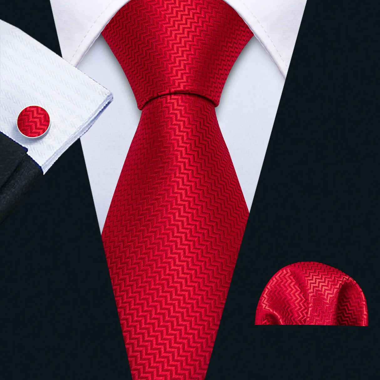 Corbata de boda de seda roja con rayas de tejido jacquard para hombre, juego de corbata, pañuelo y gemelos, Barry.Wang, diseñador de moda FA-5028