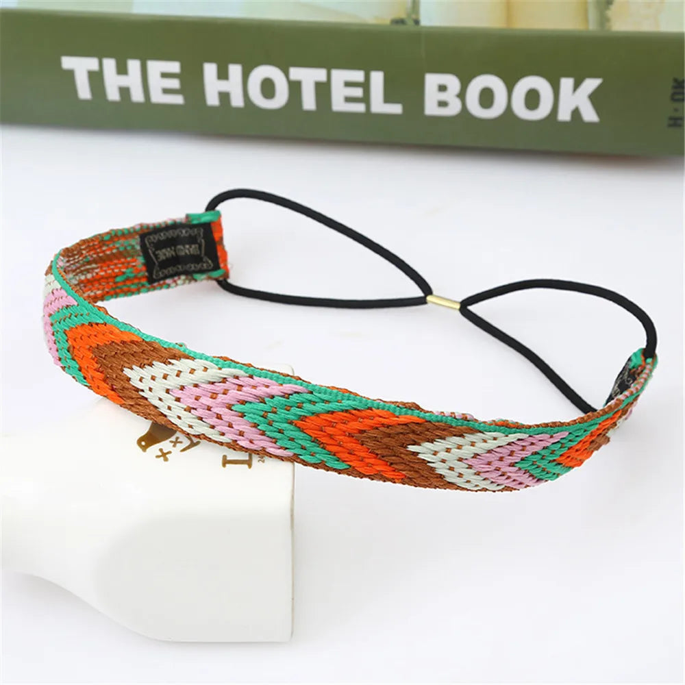 Men's Bohemian Elastic Hair Band Colorful Sport Headband Handmade Woven Hair Ties Hair Accessories for Women Men