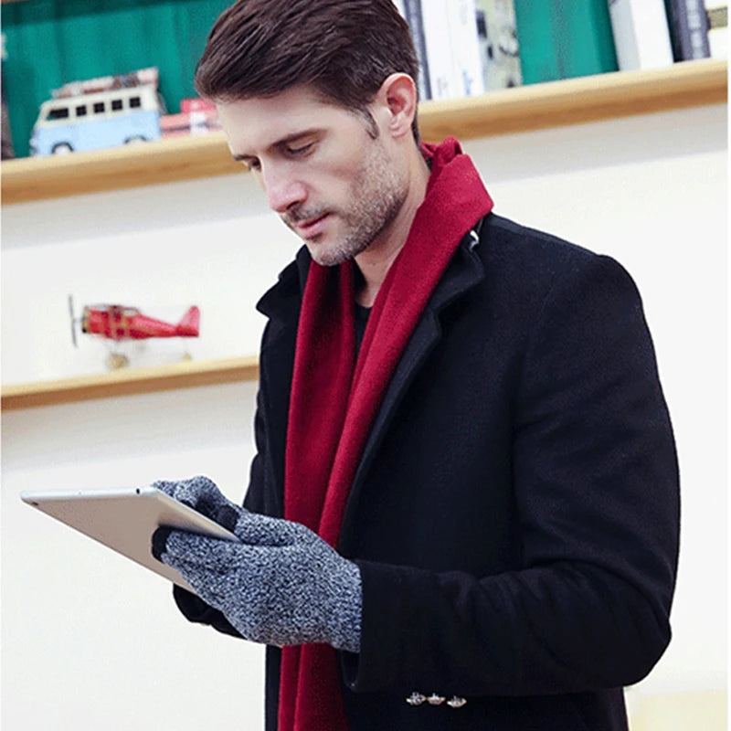 Guantes de punto de invierno para hombre y mujer, manoplas masculinas de alta calidad con pantalla táctil, de lana gruesa y cálida, de cachemira, de negocios, para otoño