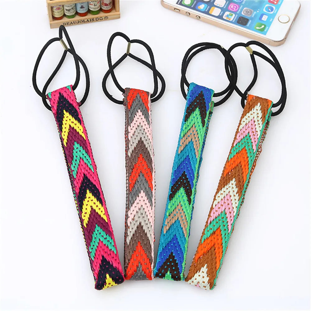 Men's Bohemian Elastic Hair Band Colorful Sport Headband Handmade Woven Hair Ties Hair Accessories for Women Men