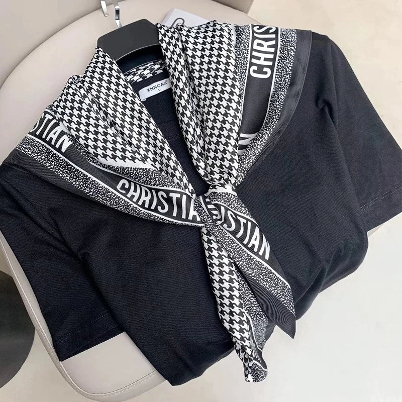 Foulards carrés en soie pour femmes, 90 x 90 cm, hijab en satin, châles et foulards en mousseline de soie, paréo et bandana