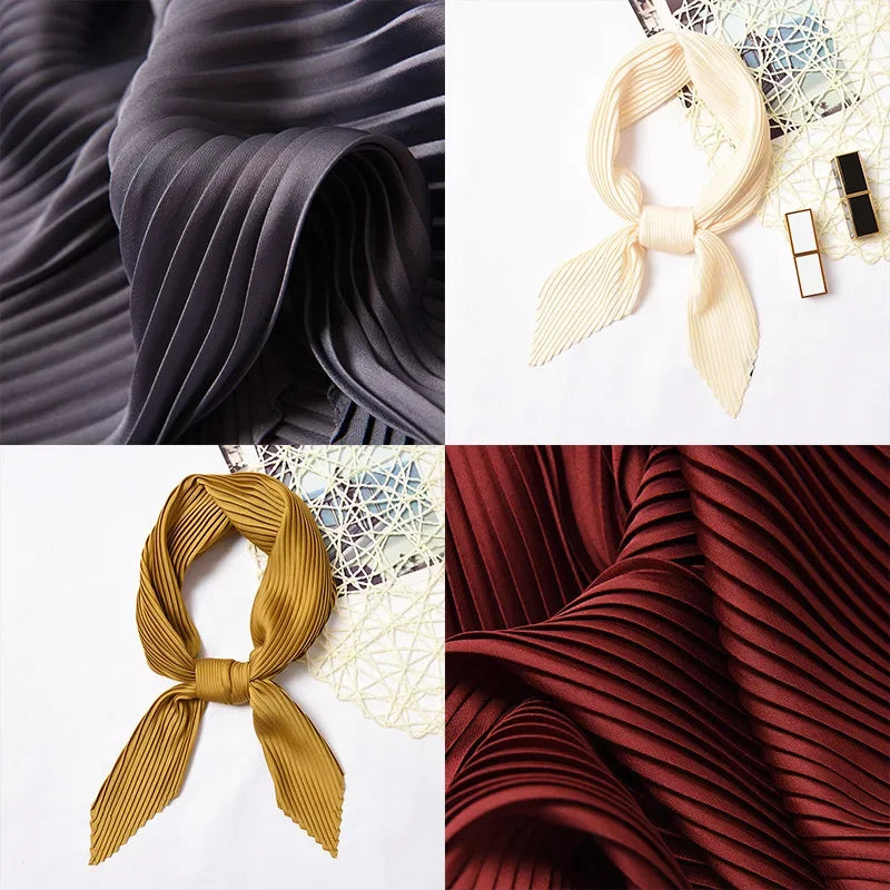 70*70cm Kleine Crinkle Hijab Schal Für Frauen Silk Satin Taschentuch Tasche Schals Weibliche Sqaure Stirnband Haar Schals für Damen