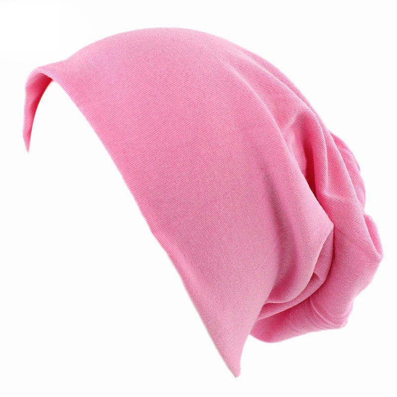 Unisex Men Women Beanie Cotton Night Sleep Cap Bonnet Chemo Hat Headwear Turban Baggy Hair Care Nightcap Pullover Hat Solid Colo