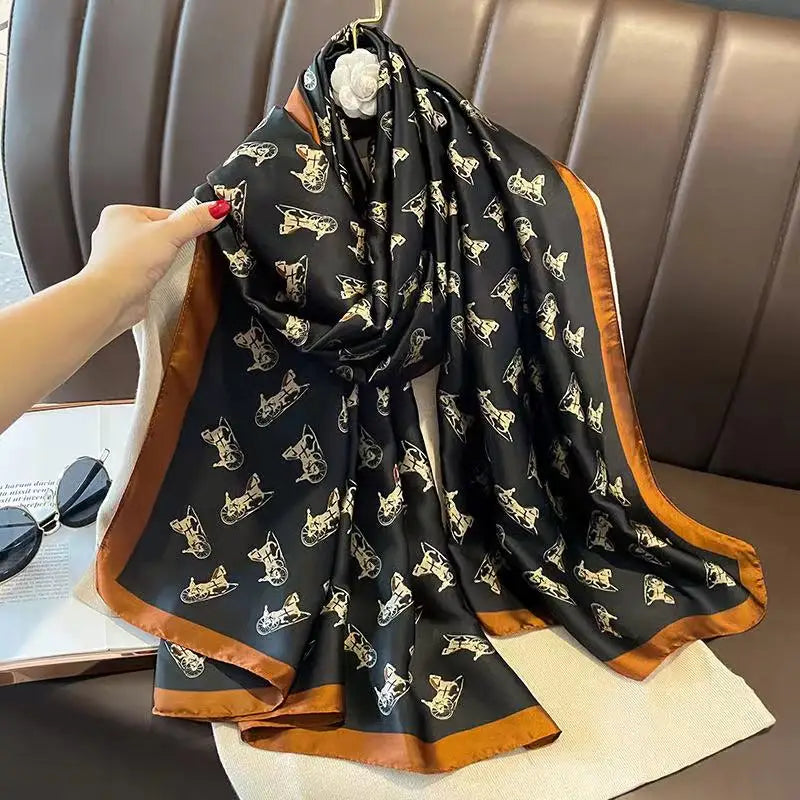 Foulard en soie pour femme, marque de luxe, châle, écharpe, doux, style européen, pour la plage, 180 x 90 cm