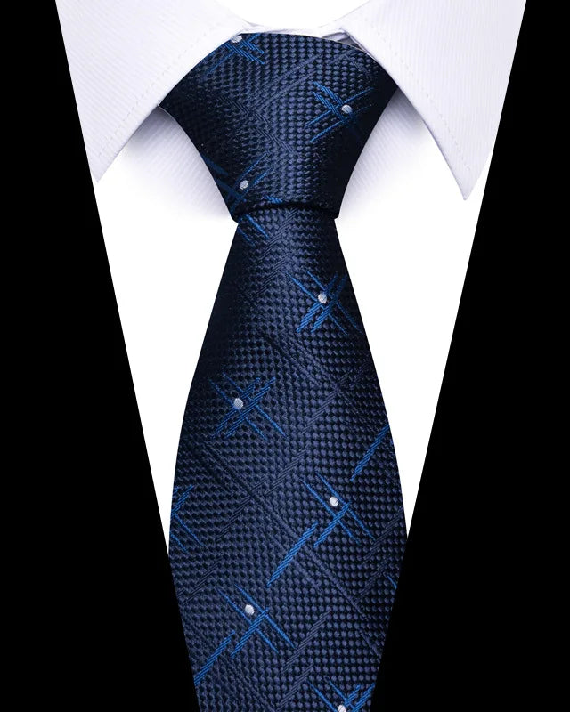 Cravates de mariage de haute qualité pour hommes, style tendance, imprimé à rayures bleues, accessoires de vêtements de bureau quotidiens, cadeau pour homme