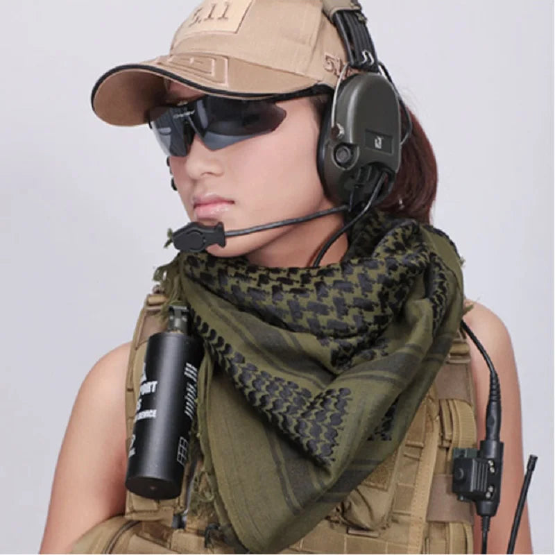 Unisex Leichter karierter Schal mit Fransen, arabischer Wüstenschal, weicher taktischer Schal, Herren und Damen, Militär-Turban, Schal, Militär, Airsoft, Schmerz