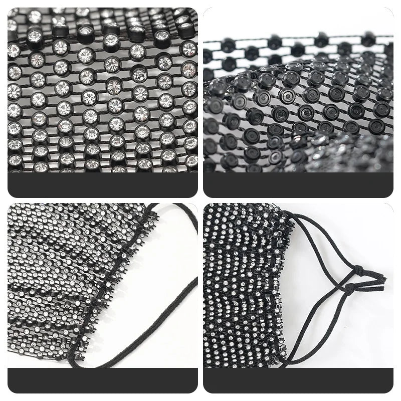 Sparkling Rhinestone Face Mask Fashion Breathable Face Covering Nightclub Music Festival Party Costume Accessories for Women