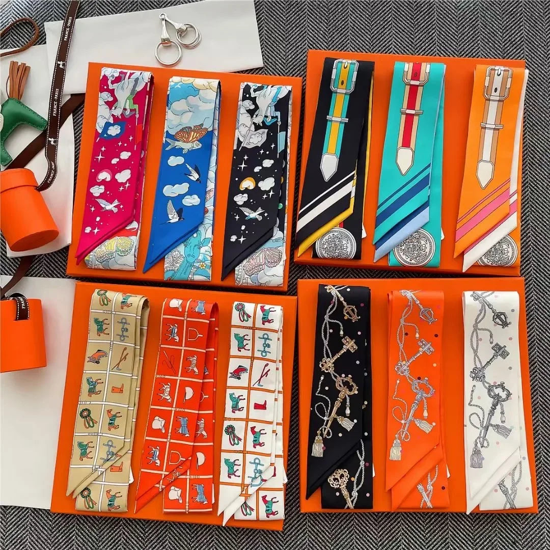 100 % Maulbeerseide Band Lange Haarschleifen Schal Kopftuch Mode Haargummis Bänder Multifunktionales Stirnband Bandana Haar