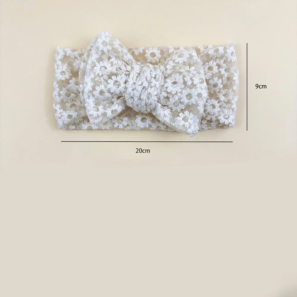 Headbands for Girl Soft Elastic Lace Bow Baby Girl Hair Band Children Turban Kids Headwear Toddler Hair Accessories for Newborn