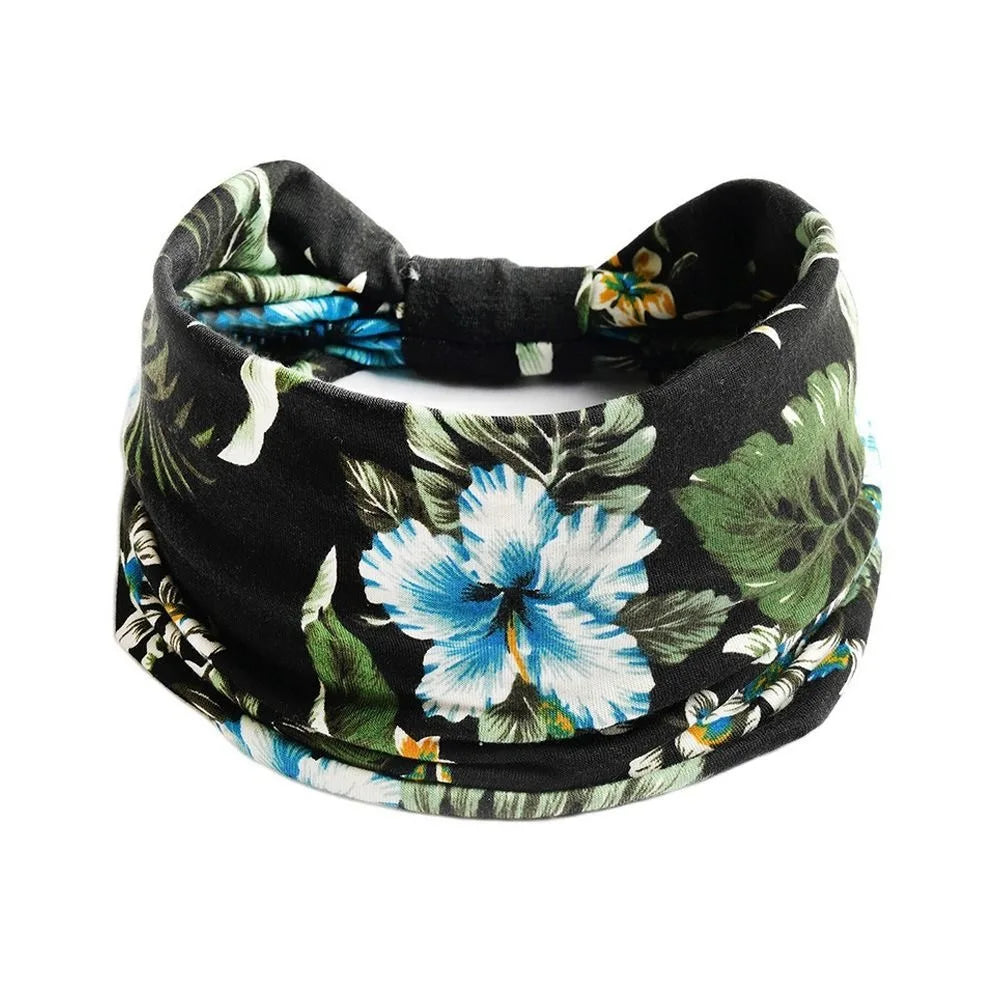 Fashion Boho Ethnic Style Headbands Vintage Knot Elastic Turban Headwrap For Women Girls Hair Band Soft Bandana Hair Accessories