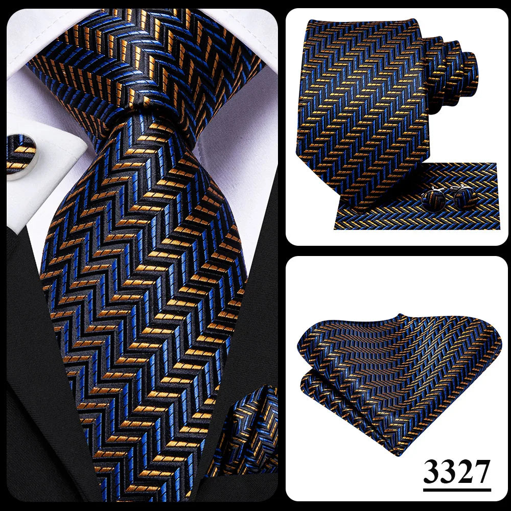 Corbata de boda de seda a rayas negras y rojas para hombre, gemelos de regalo, corbata de moda para negocios y fiestas, envío directo, diseño Hi-Tie