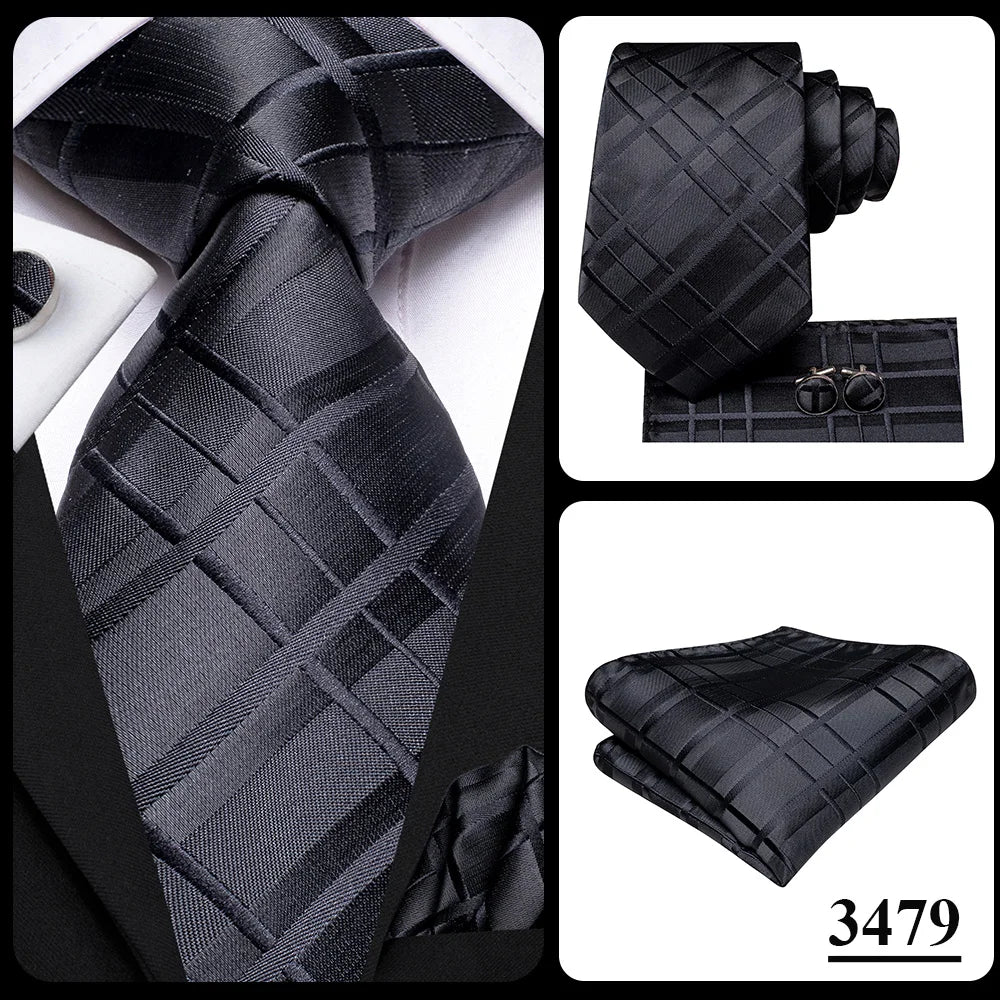 Cravate de mariage en soie à carreaux gris Hi-Tie pour homme, accessoire tendance, idéal pour les affaires et les fêtes, livraison directe
