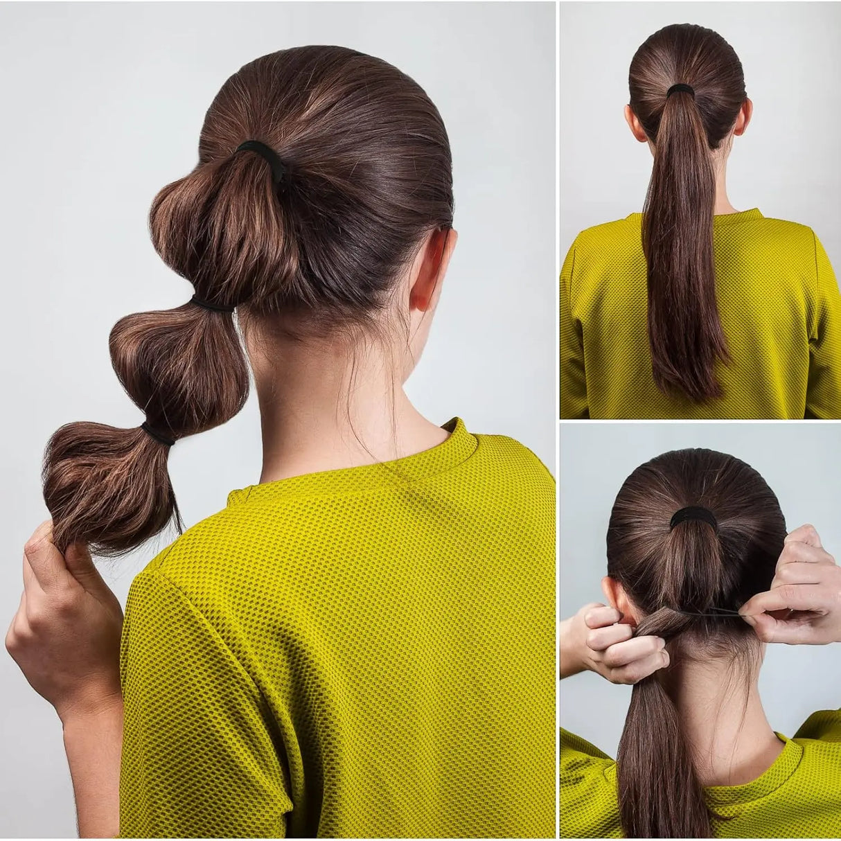 Lot de 100 élastiques noirs pour cheveux, petits élastiques, accessoires pour queue de cheval, pour femmes, filles, bébés et tout-petits