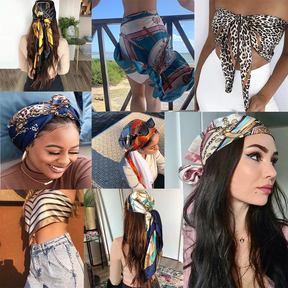 Seidenhaarschal Scarftop Frauen Sommer Satin Kopftuch Foulard Bandana Cheveux Weiches Halstuch Hijab Für Damen