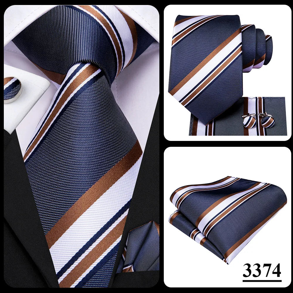 Corbata de boda de seda a rayas negras y rojas para hombre, gemelos de regalo, corbata de moda para negocios y fiestas, envío directo, diseño Hi-Tie