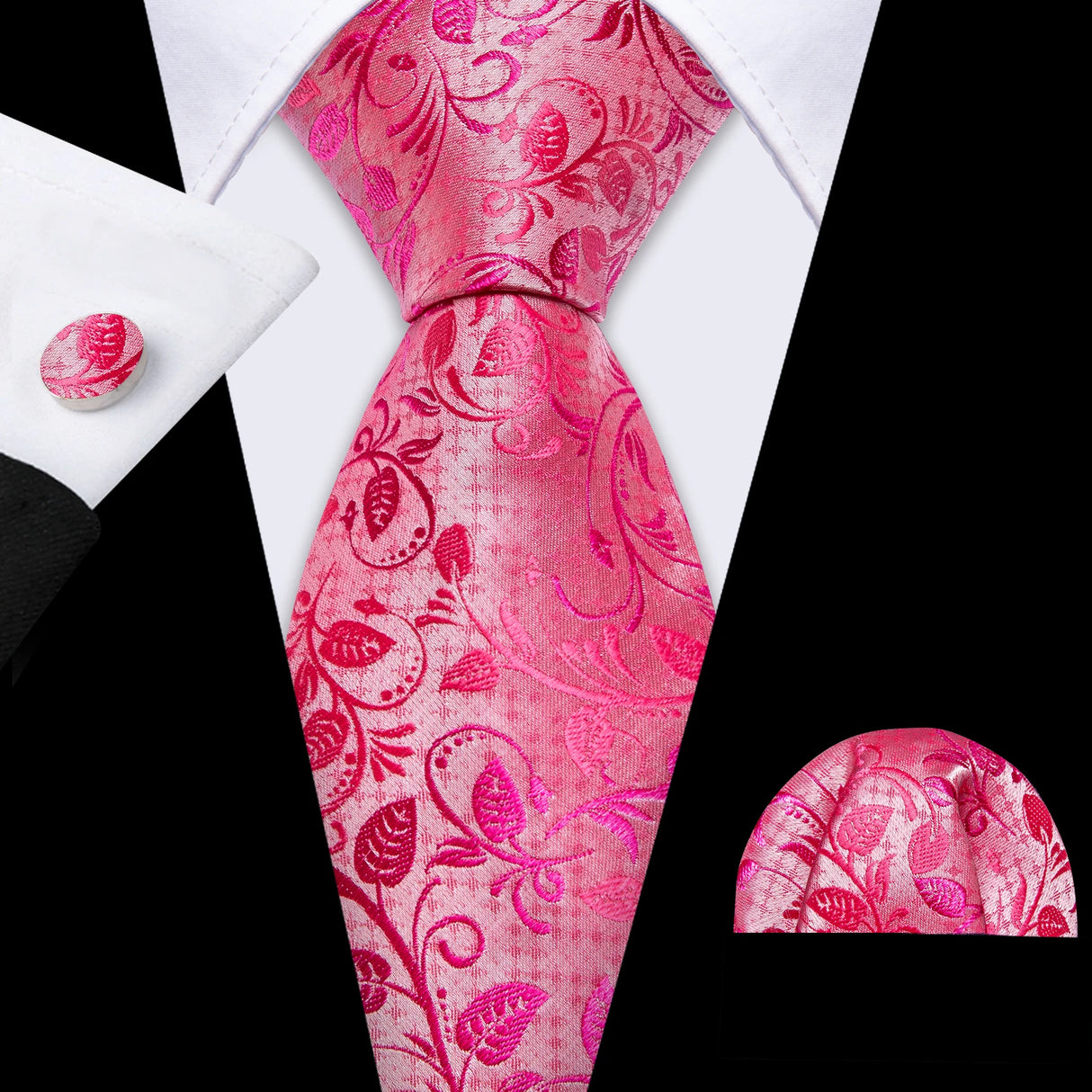 Corbata de boda de seda roja con rayas de tejido jacquard para hombre, juego de corbata, pañuelo y gemelos, Barry.Wang, diseñador de moda FA-5028