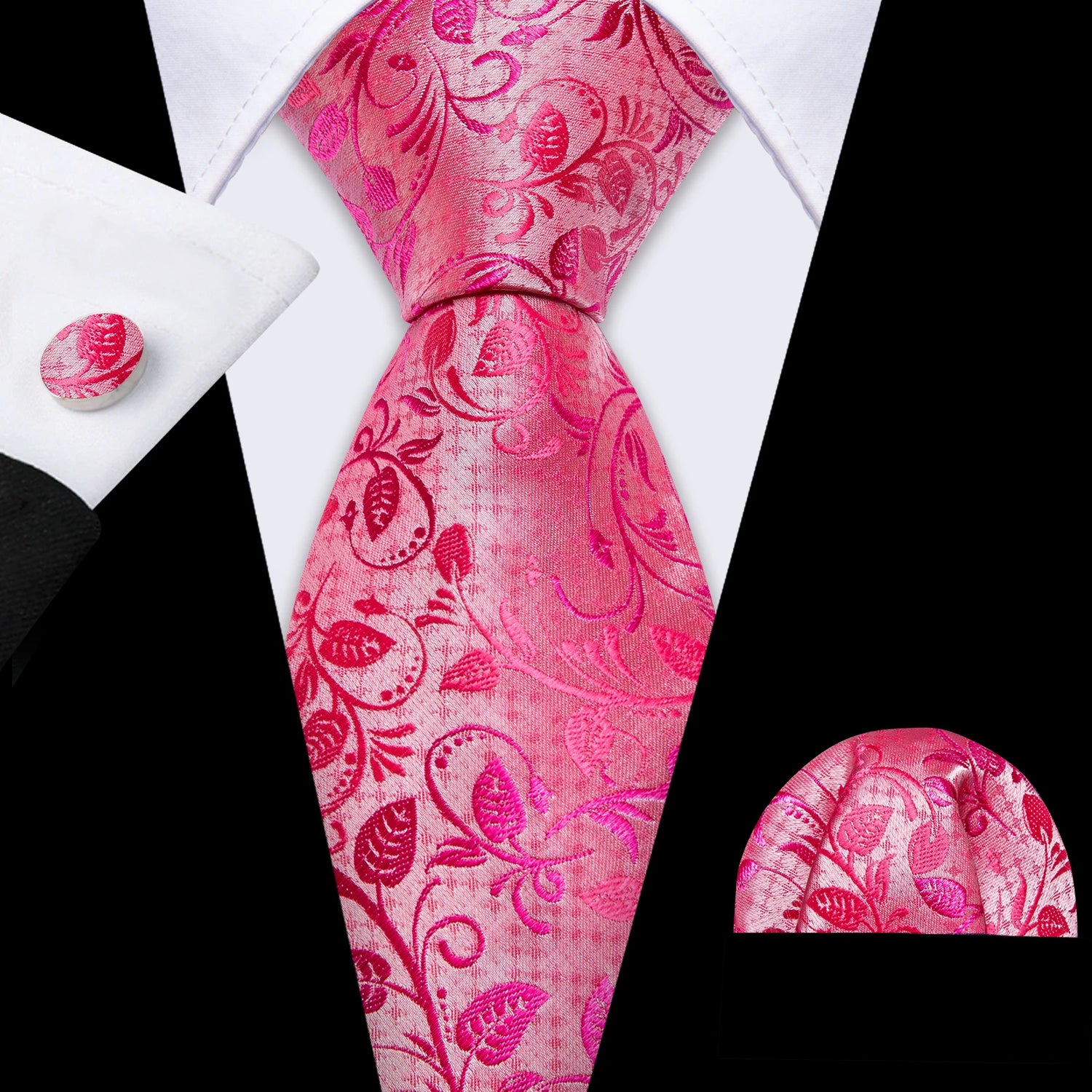 Corbata de boda de seda roja con rayas de tejido jacquard para hombre, juego de corbata, pañuelo y gemelos, Barry.Wang, diseñador de moda FA-5028