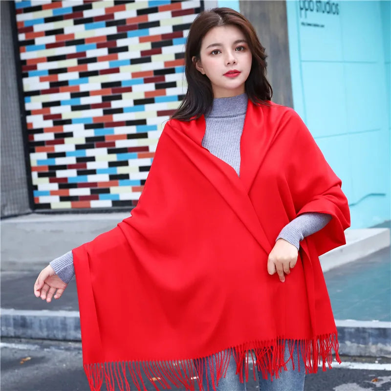 2022 Winter Schals Für Frauen Schals Warme Wraps Dame Pashmina Reine Decke Kaschmir Schal Neck Stirnband Hijabs Stolen Foulard